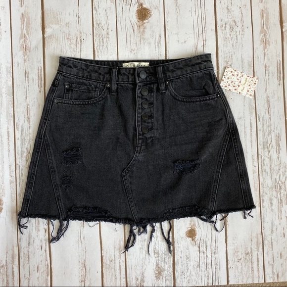 Free People Denim A-Line Skirt Size 26‎ - Picture 5 of 14